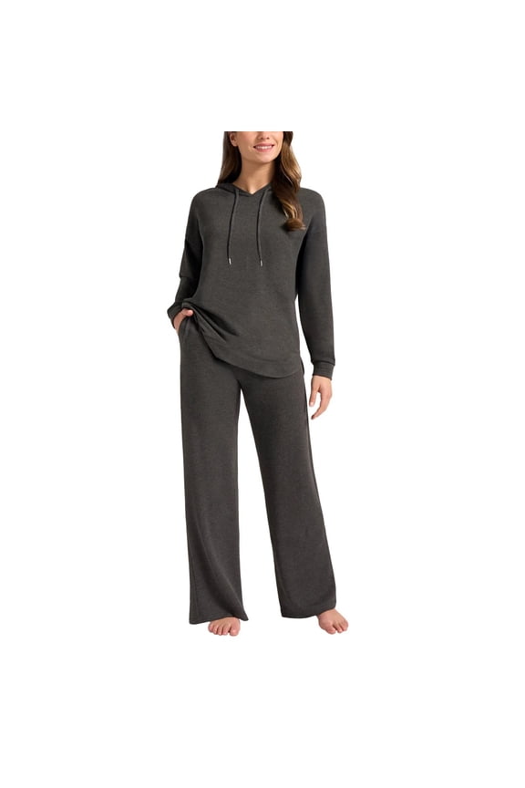 Women's 2 Pc Hoodie Lounge Set (Gray/Large)