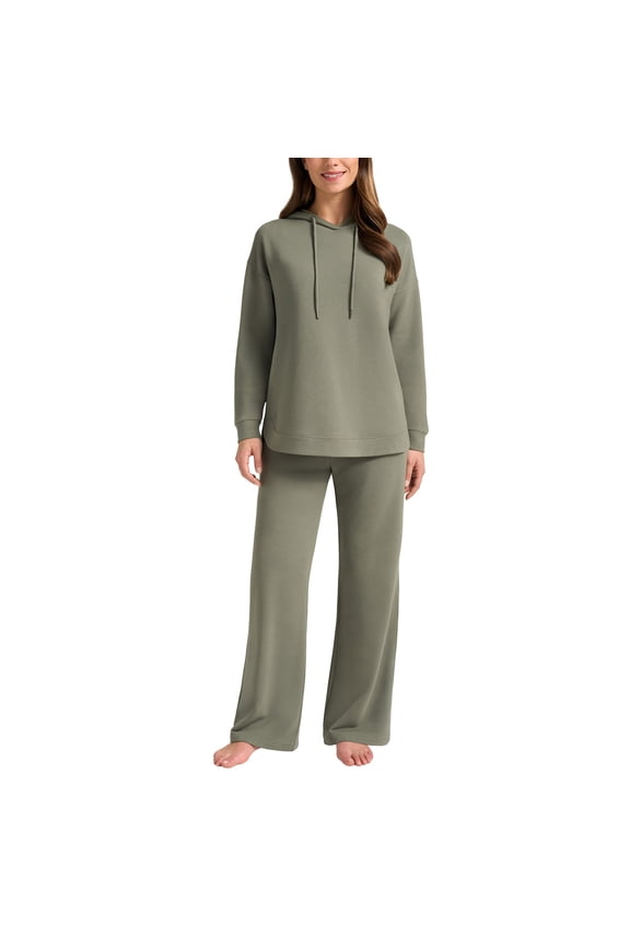 Women's 2 Pc Hoodie Lounge Set (Green/X-Large)