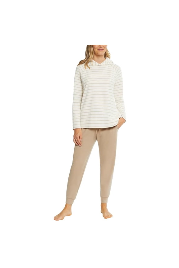 Women's 2 Piece Stripe Waffle Knit Lounge Set, Hoodie and Jogger (US, Alpha, Small, Regular, Regular, Toast (Brown))