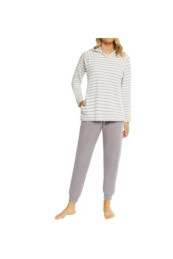 Women's 2 Piece Stripe Waffle Knit Lounge Set, Hoodie and Jogger (US, Alpha, XX-Large, Regular, Regular, Dusty Plum (Purple))
