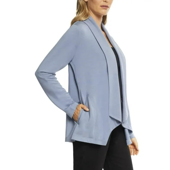 Max & Mia Women's Open Front Lightweight Drape Cardigan with Pockets (Light Denim, Large)