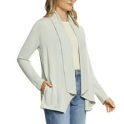 Max & Mia Womens Open Front Lightweight Drape Cardigan with Pockets, Light Olive, L