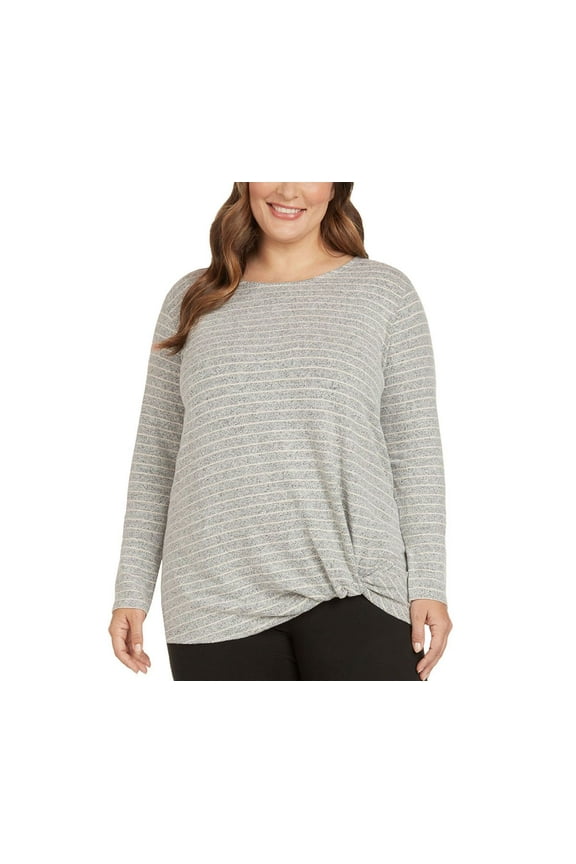 Women's Sweater Sz S Ladies' Long Sleeve Side Twist Tunic Gray