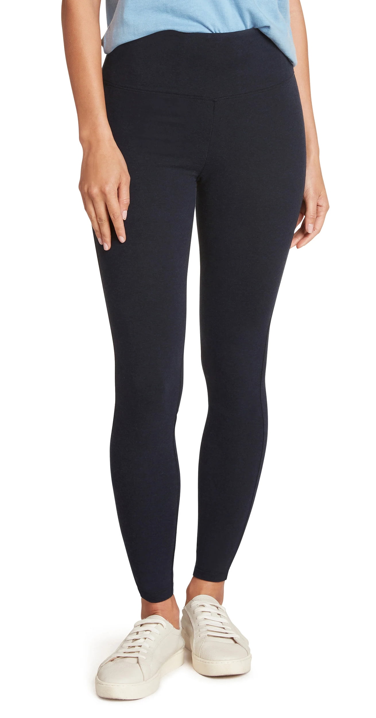 Max & Mia Womens High Waisted French Terry Legging (Heather Navy