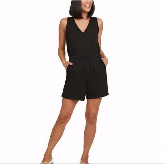 Max & Mia Womens On The Go Romper Black Large