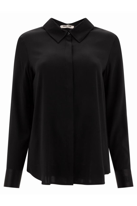 Max&Moi Sophisticated Black Silk Shirt With Classic Collar (Women's)