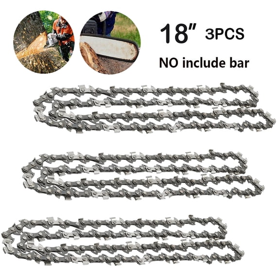 Max Motosports 3PCS 18" Chainsaw Saw 3/8"LP Chain Blade .050 Gauge 62DL Link for Stihl Husqvarna