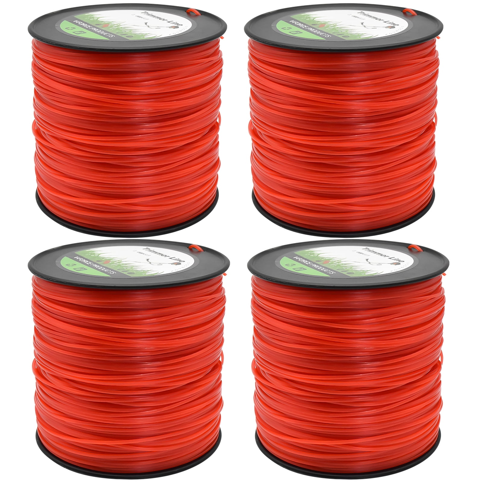 Max Motosports 4 Pack 5lb .095(2.4mm) Red Square Commercial String ...