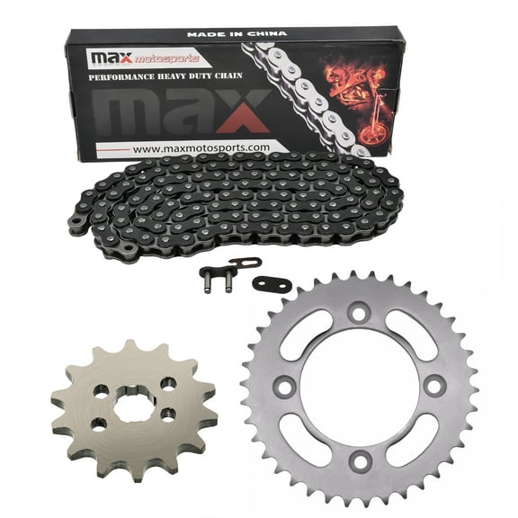 Max Motosports 420 Black Drive Chain and Front Rear Sprockets Kit for 2013-2024 Honda CRF110F