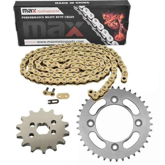Max Motosports 420 Gold Drive Chain and Front Rear Sprockets Kit for Honda CRF110F 2013-2024