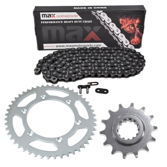 Max Motosports Black Drive Chain & 15/44 Tooth Sprockets Set for Suzuki DRZ400S 2003, Kawasaki KLX400 2000-2024