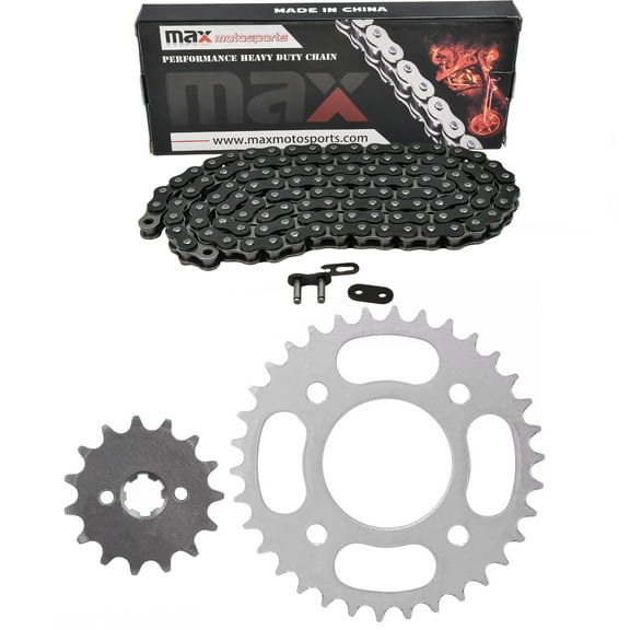 Max Motosports Black Drive Chain and Front Rear Sprockets kit for 2013-2024 HONDA MSX125 GROM 125
