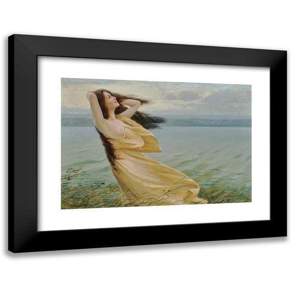 Max Nonnenbruch 24x18 Black Modern Framed Museum Art Print Titled - Young Woman by the Water