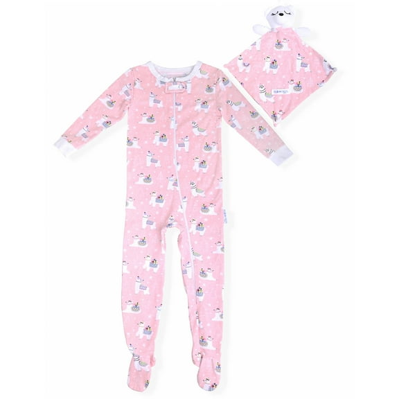 Max ; Olivia Baby Girls Llama Print Coverall with Blankie Baby, pink, Pink, 18M