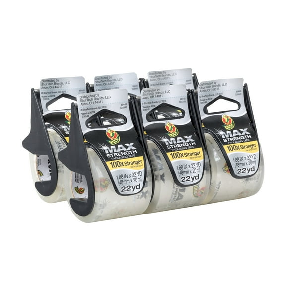 Max Packaging Tape With Dispenser, 1.5" Core, 1.88" X 22 Yds, Crystal Clear, 6/pack | Bundle of 5 Packs