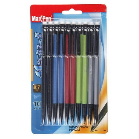 Max Pen Mechz II Mechanical Pencil, 0.7mm, Assorted, 10pk