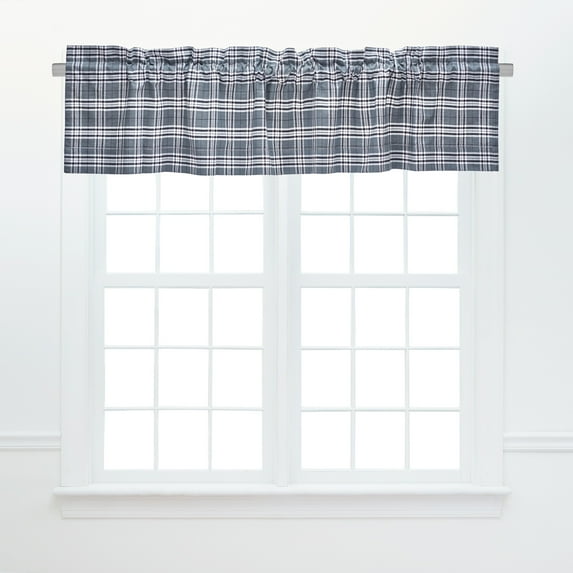 Max Plaid Gray 100% Cotton Single Window Valance 15" x 72"