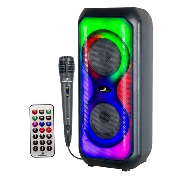Max Power MPD426 Aura 4" Bluetooth Karaoke Speaker with LEDs & Microphone, Black