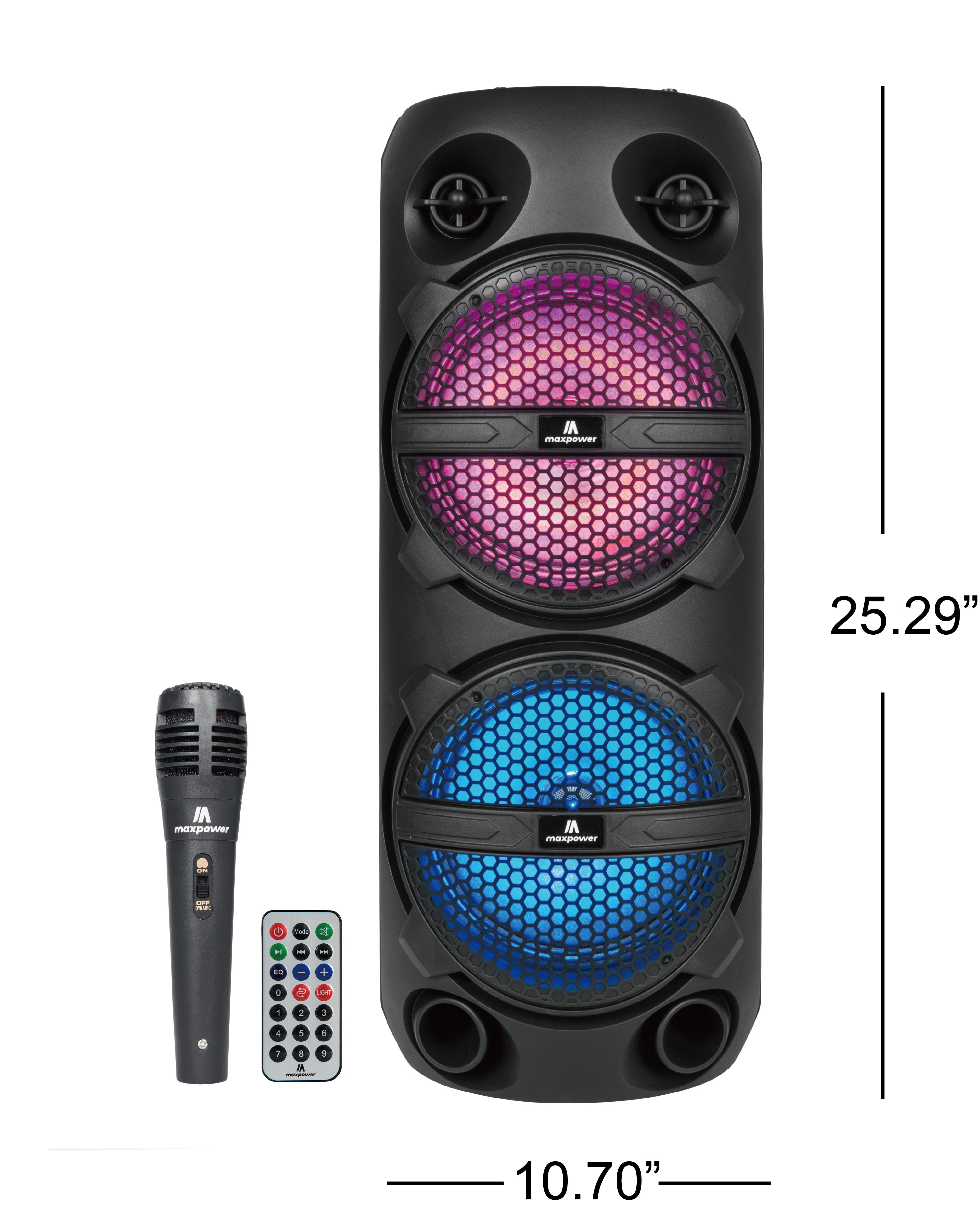  IQ Sound IQ-7028DJBT 2 X 8-inch Portable Bluetooth Speaker with  TWS, Colorful LED Fire Light Show, Bluetooth 5.0, Mic Input, Rechargeable  Batteries and Includes Remote Control & Wired Mic : Electronics