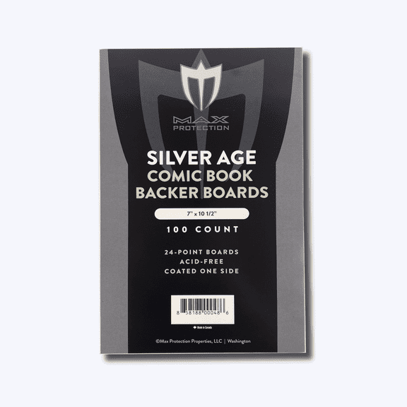 Max Pro Premium Comic Book Backing Boards, Silver, 100 Boards Per Pack