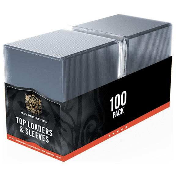 Max Protection 100ct Toploaders and Soft Sleeves Combo Hard Plastic Card Protectors for Sports Trading and Baseball Cards