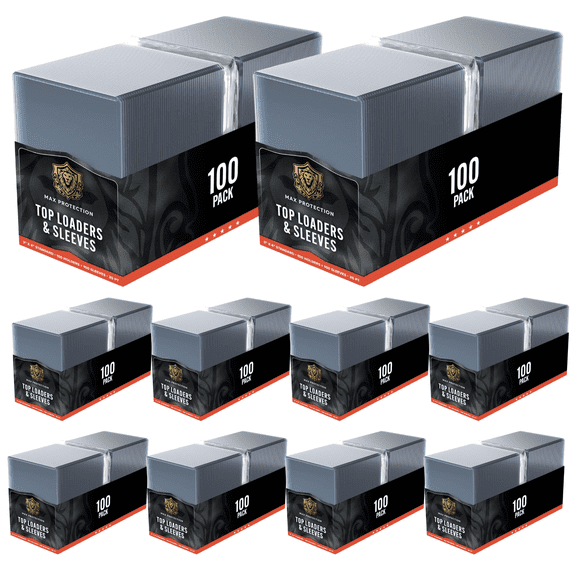 Max Protection 1000ct Toploaders & Soft Sleeves Combo - Hard Plastic Card Protectors for Sports, Trading, and Baseball Cards Full Case (1000)