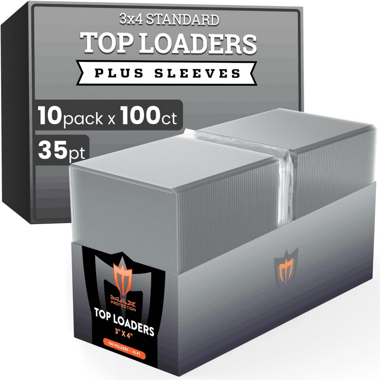 Max Protection 1000ct Toploaders & Soft Sleeves Combo - Hard Plastic Card Protectors for Sports, Trading, and Baseball Cards Full Case (1000) Max Protection 1000ct Toploaders & Soft Sleeves Combo - Hard Plastic Card Protectors for Sports, Trading, and Baseball Cards Full Case (1000)