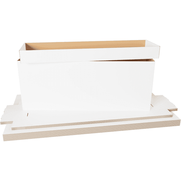 Max Protection 10ct Long Comic Book Storage Box - Sturdy White Corrugated Cardboard, 200lb Test Strength, Easy Assembly, Home Storage Solution for Collectible Comics, Books, and Magazines