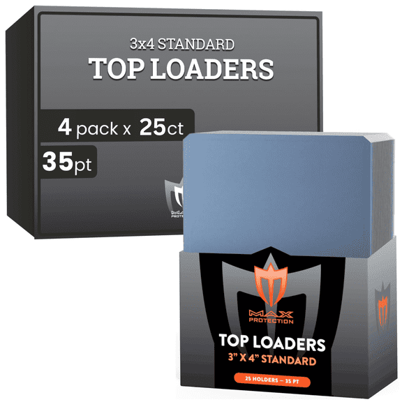 Max Protection 35pt Trading Card Toploaders - Hard Plastic Protectors for Sports & Collectible Cards (100 Count)