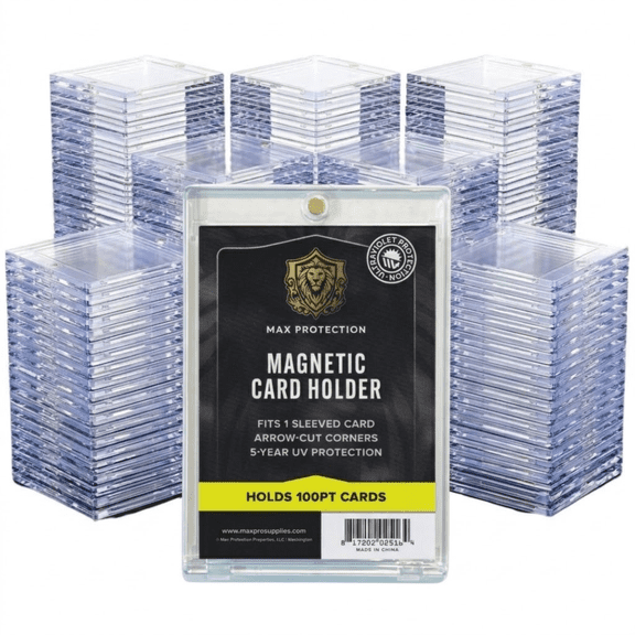 Max Protection Magnetic Card Holder for Sleeved Cards – 50-Pack 100pt Ultra-Clear Cases – Hard Plastic Card Sleeves Holders, UV Protector Case - Fits Standard Sports Baseball Trading Cards