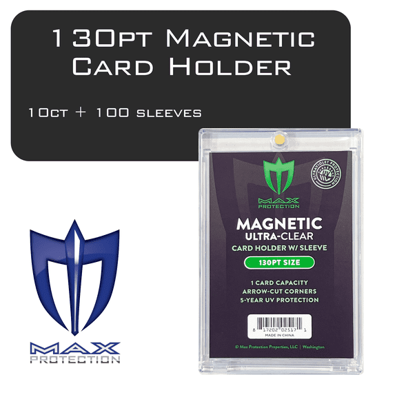 Max Protection Magnetic Card Holder for 130pt Sleeved Cards - Arrowhead Corners for Extra Protection (10)