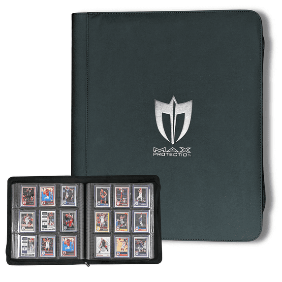 Max Protection Premium Toploader Card Binder - 9 Pocket - Holds 252 Standard Toploaders - Acid-Free Archival-Safe Polypropylene - Side-Loading Pages for Sports & Trading Cards (Black, 1 Binder)
