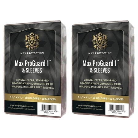 Max Protection ProGuard 1 Semi Rigid Card Holder Card Saver - 100ct 9 Mil Semi Rigid Sleeves 3 5/16" x 4 7/8" - Grading Submission Compatible PSA BGS SGC - Trading Protective Collector Kit
