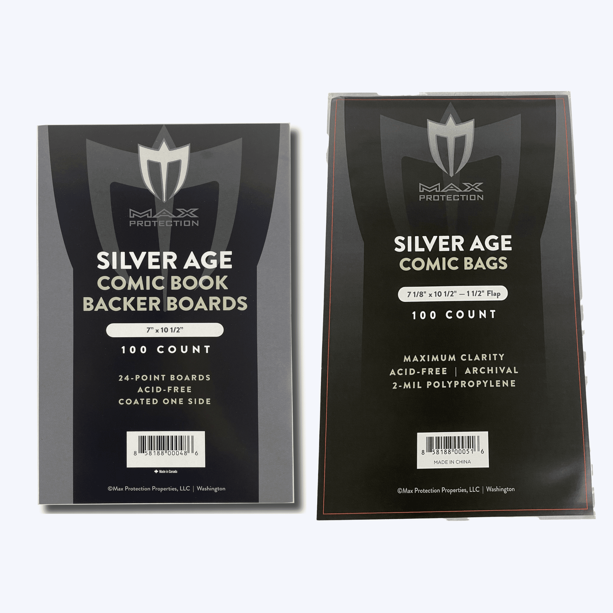 Max Protection Silver Size Ultra Clear Comic Book Bags and Boards (100
