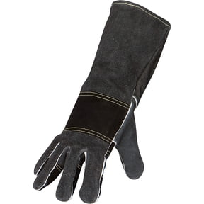 Max Protection Unisex Waterproof Leather Animal Handling Gloves, Black, Medium