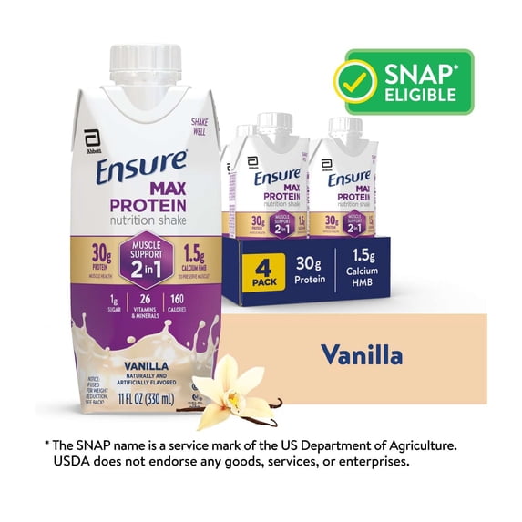 Ensure Max Protein Ensure Max Protein Shake Muscle Support 2 In 1 Vanilla, 4.00 ea