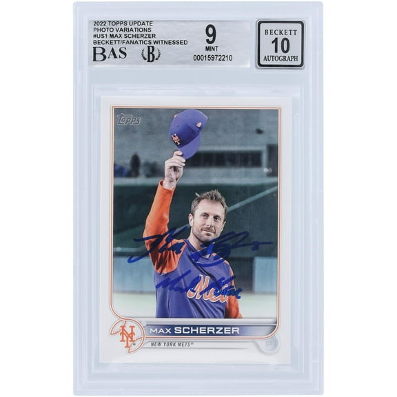 Max Scherzer New York Mets Autographed 2022 Topps Update Photo Variation #US1 Beckett Fanatics Witnessed Authenticated 9/10 Card with "Mad Max" Inscription - Fanatics Authentic Certified