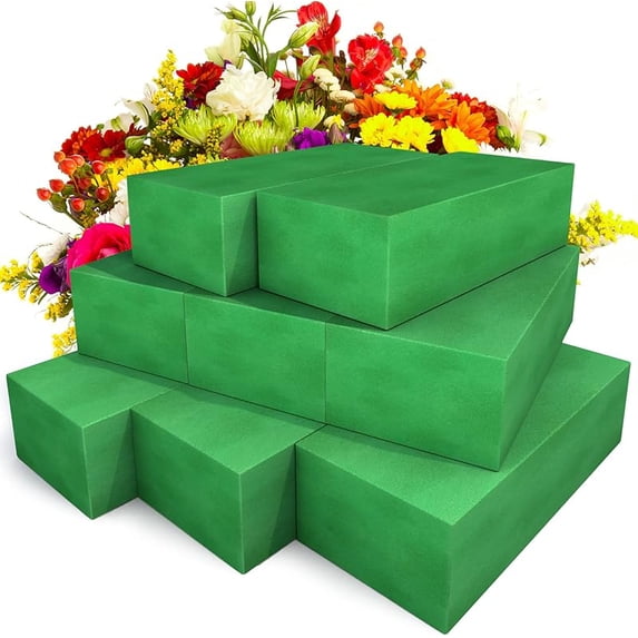 Max Shape Pack of 2 Large Size Floral Foam Blocks for Fresh and Artificial Flowers (9” L x 4” W), Wet Florist Foam Blocks for Wedding Holiday Decorations (2 Pack)