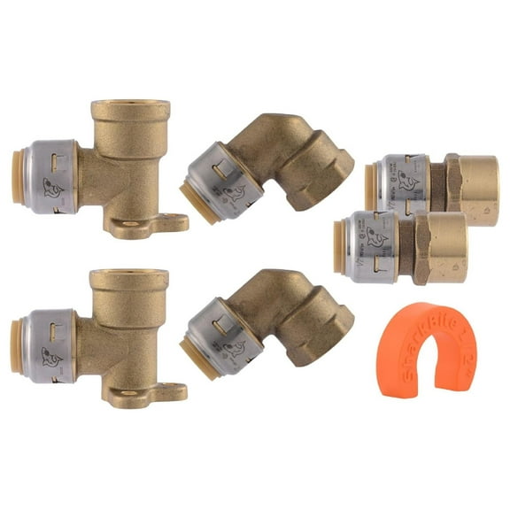 Max Shower and Tub Connection Kit, Push to Connect Brass Plumbing Fittings, PEX Pipe, Copper, CPVC, PE-RT, HDPE, UR25567