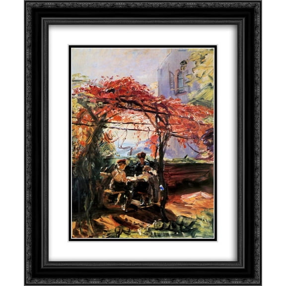 Max Slevogt 2x Matted 20x24 Black Ornate Framed Art Print 'Artist's children in garden'