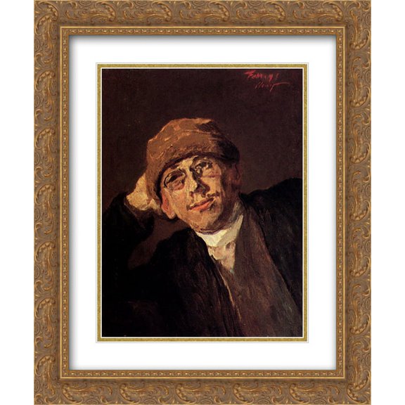 Max Slevogt 2x Matted 20x24 Gold Ornate Framed Art Print 'A Portrait of the Artist'