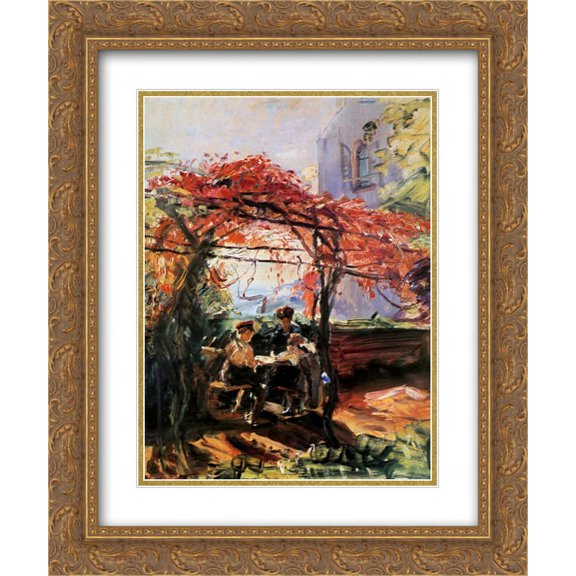 Max Slevogt 2x Matted 20x24 Gold Ornate Framed Art Print 'Artist's children in garden'
