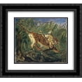 thumbnail image 1 of Max Slevogt 2x Matted 24x20 Black Ornate Framed Art Print 'Tiger in the Jungle ', 1 of 2