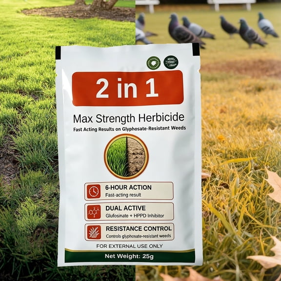 2 in 1 Strength Herbicidefor Glyphosate-Resistant Weeds with Glufosinate and HPPD Inhibitor Fast Acting Result Dual Active Ingredient Solution - 25g