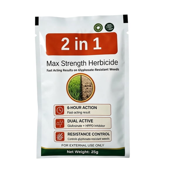 Max Strength Herbicide 2 in 1 Formula for Glyphosate Resistant Weeds Fast Acting Dual Active Weed Control 25g Pack for External Use Only