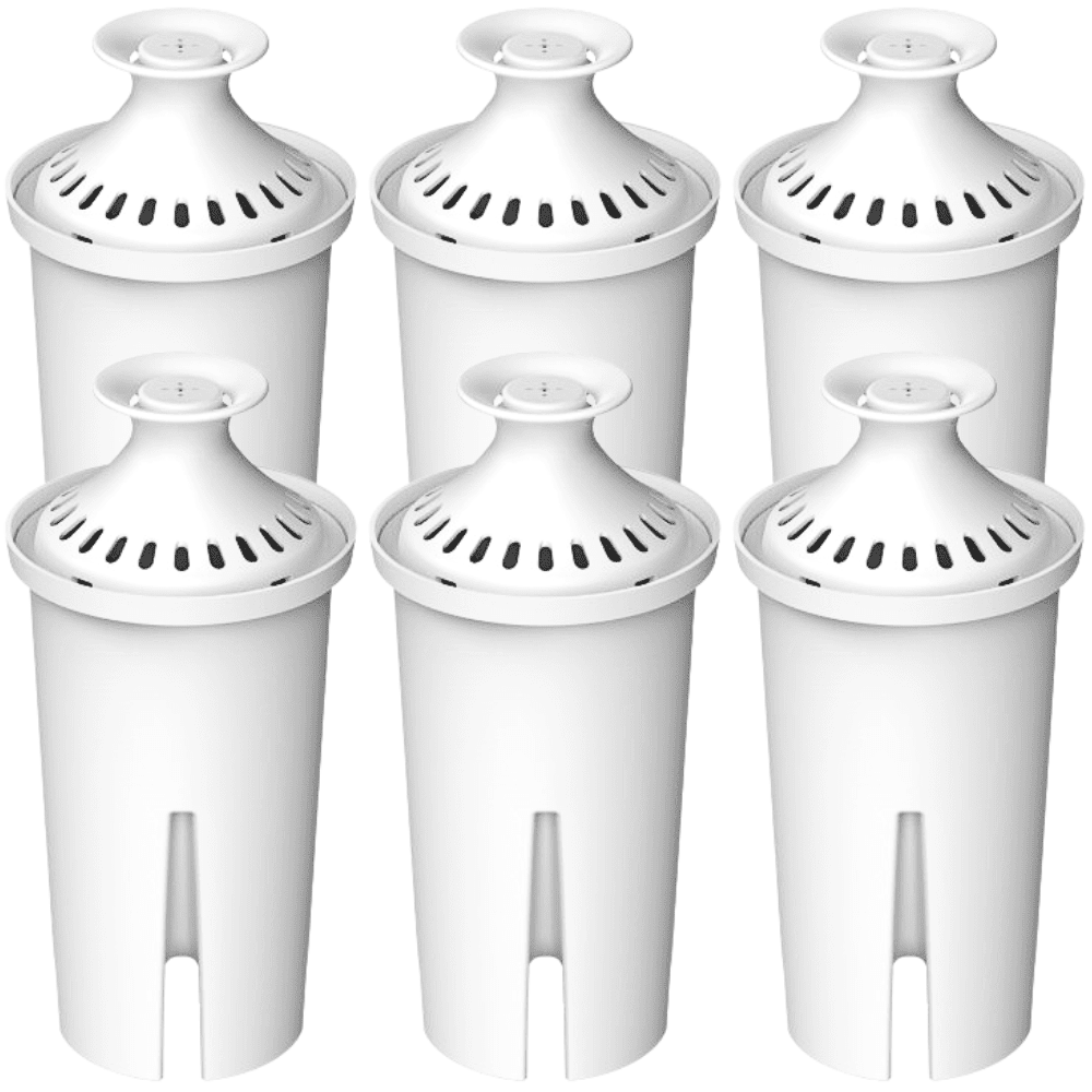 Max Strength Pro Replacement Water Filters 6pc Set Fits Brita Pitchers & Dispensers, BPA Free, White