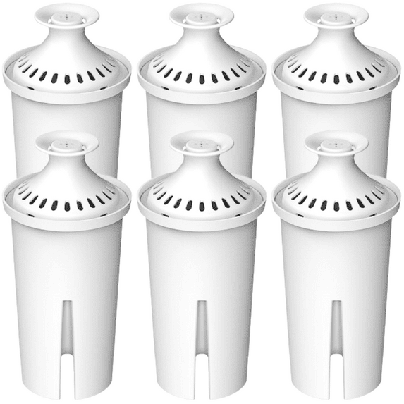 Max Strength Pro Replacement Water Filters 6pc Set Fits Brita Pitchers & Dispensers, BPA Free, White