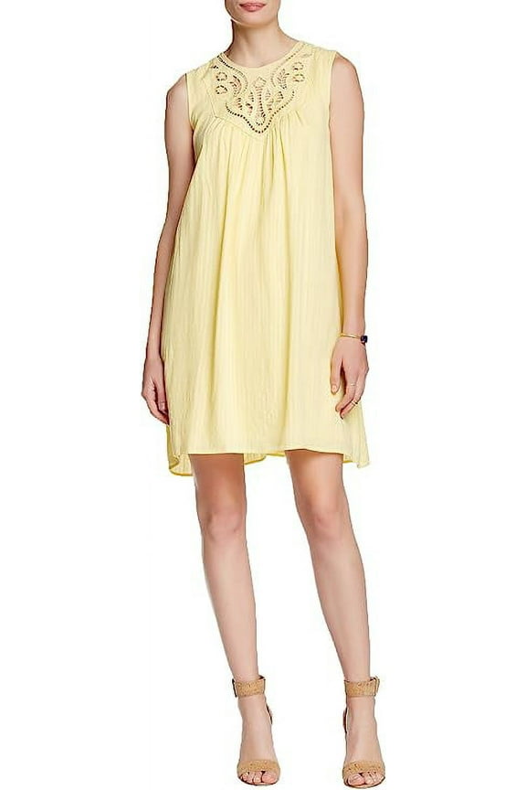 Embroidered Cutout Shift Dress Medium