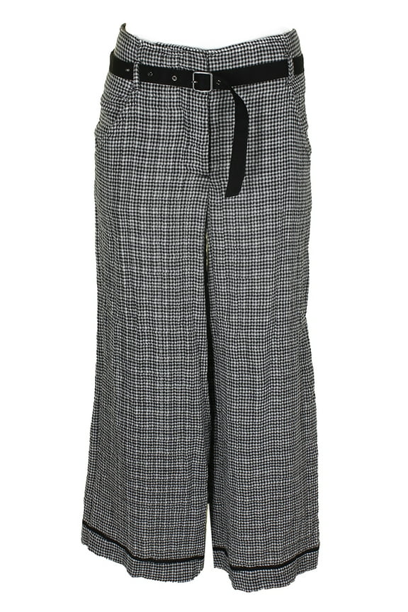 London Black White Gingham Belted Soft Pants S