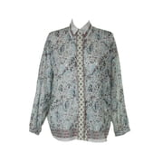 Max Studio London Blue Multi Cotton Printed Shirt L